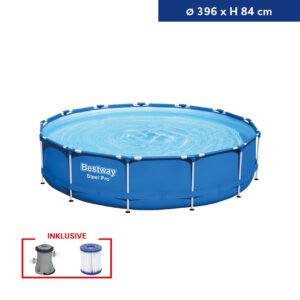 Steel Pro™ Frame Pool, Ø 396 x 84 cm, Set mit Filterpumpe